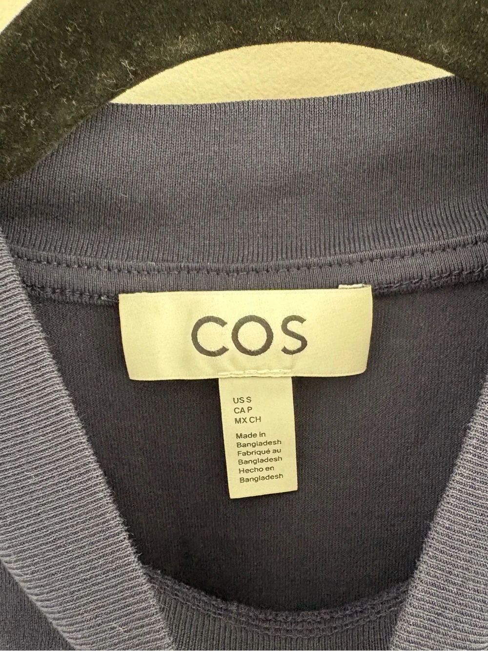 COS Mock Neck Boxy T-Shirt in Navy - Picture 2 of 7